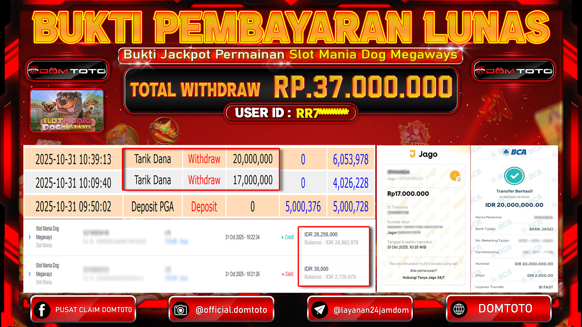 JACKPOT Slot Mania Dog Megaways 31 OKTOBER 2025